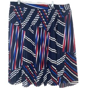 Roz Ali Pleated Midi Skirt Pull On 2X A Line Full Abstract Colorful Business